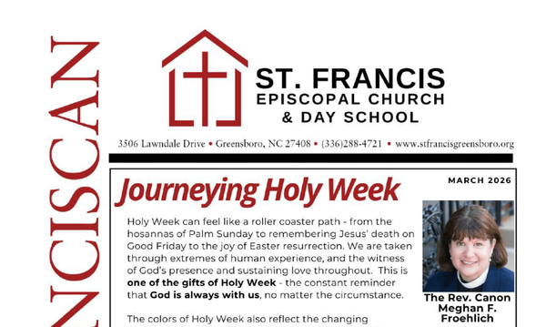 Image of front quarter page of the March 2026 St. Francis Franciscan Newsletter