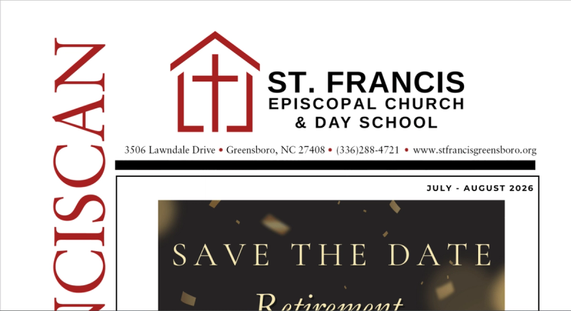 Image of front quarter page of the July August 2026 St. Francis Franciscan Newsletter