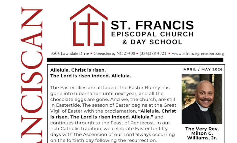 Image of front quarter page of the April/May 2026 St. Francis Franciscan Newsletter