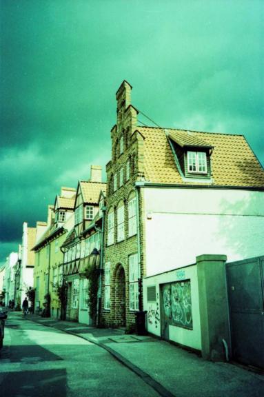 Lübeck | Cross processed slide film Lübeck surreal street view