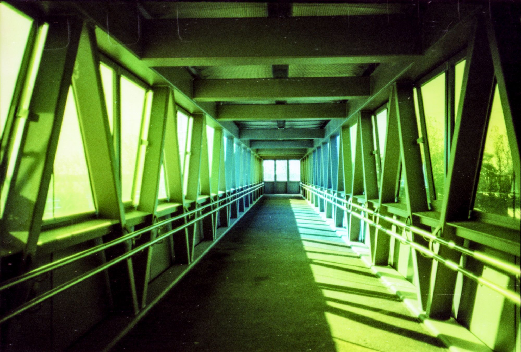 Crossing bridge.