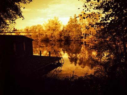 Boat cabin. Boat cabin on the river.