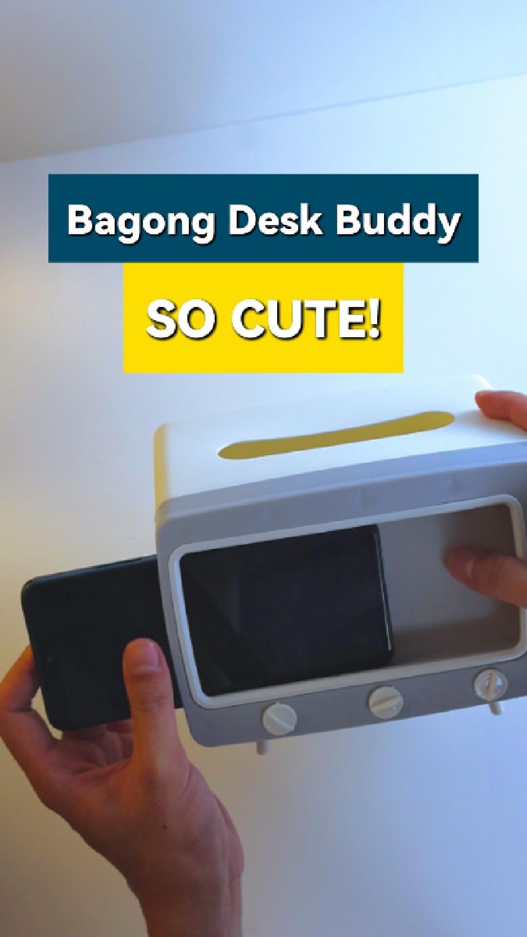 Bagong Desk Buddy! Mini TV Phone Holder & Tissue Box