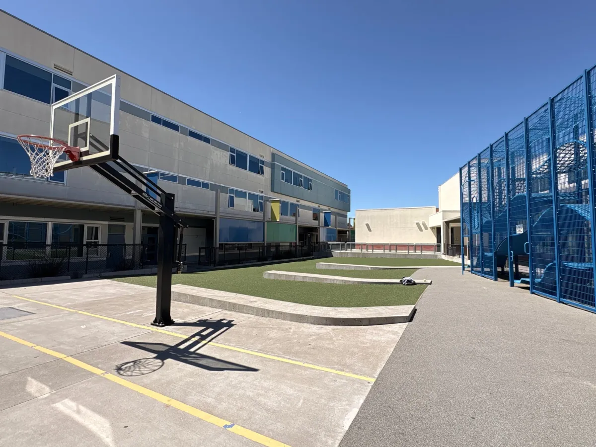 Basketball court and fields