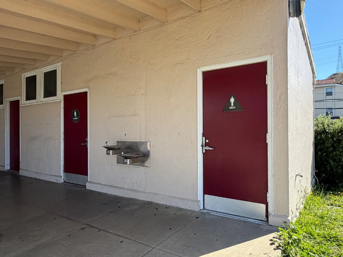 Bathrooms connected to the rec center