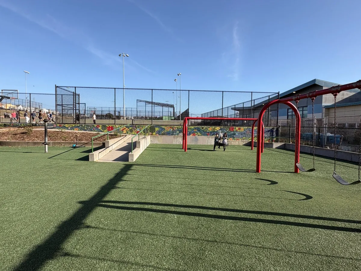View from one end, with a tire swing.