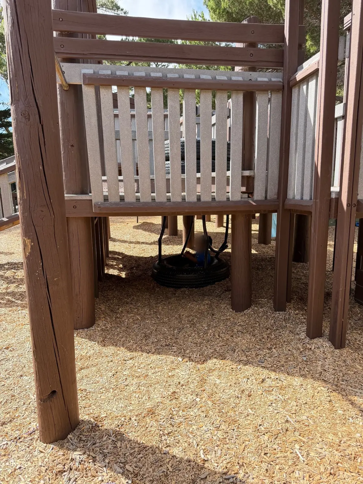 Hidden Tire hideout corner under structure