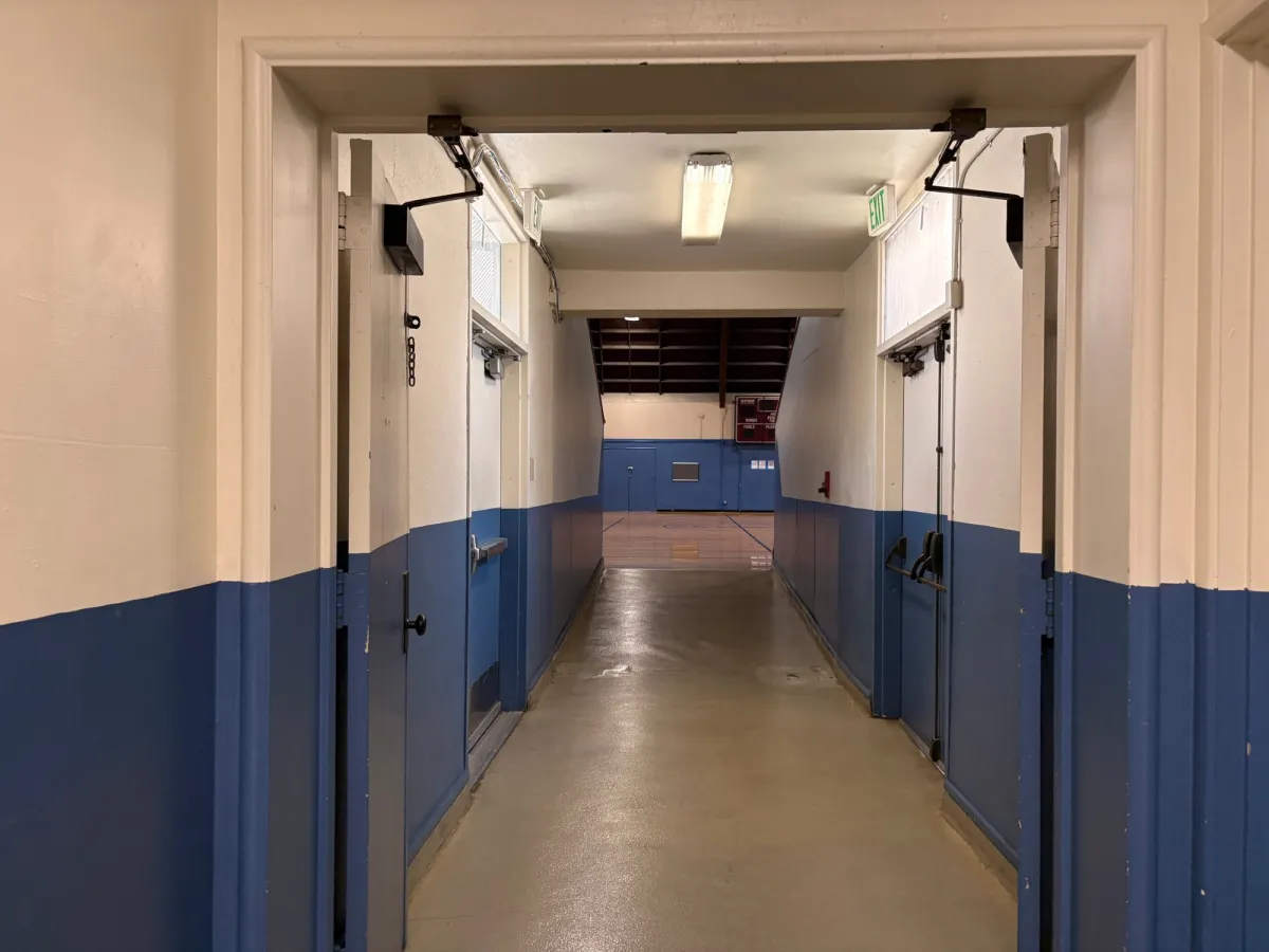 Hallway to the basketball courts