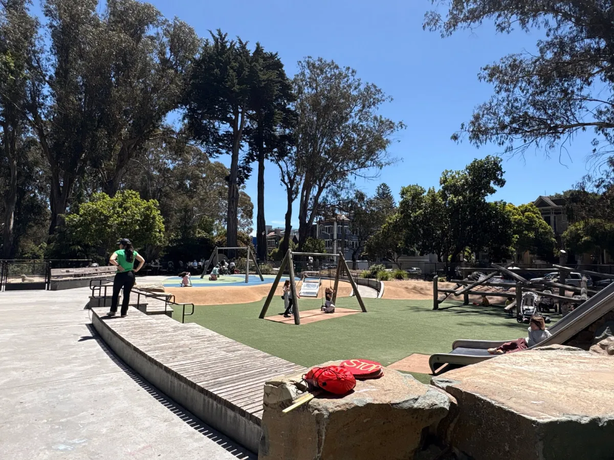 Various swingsets for different ages.