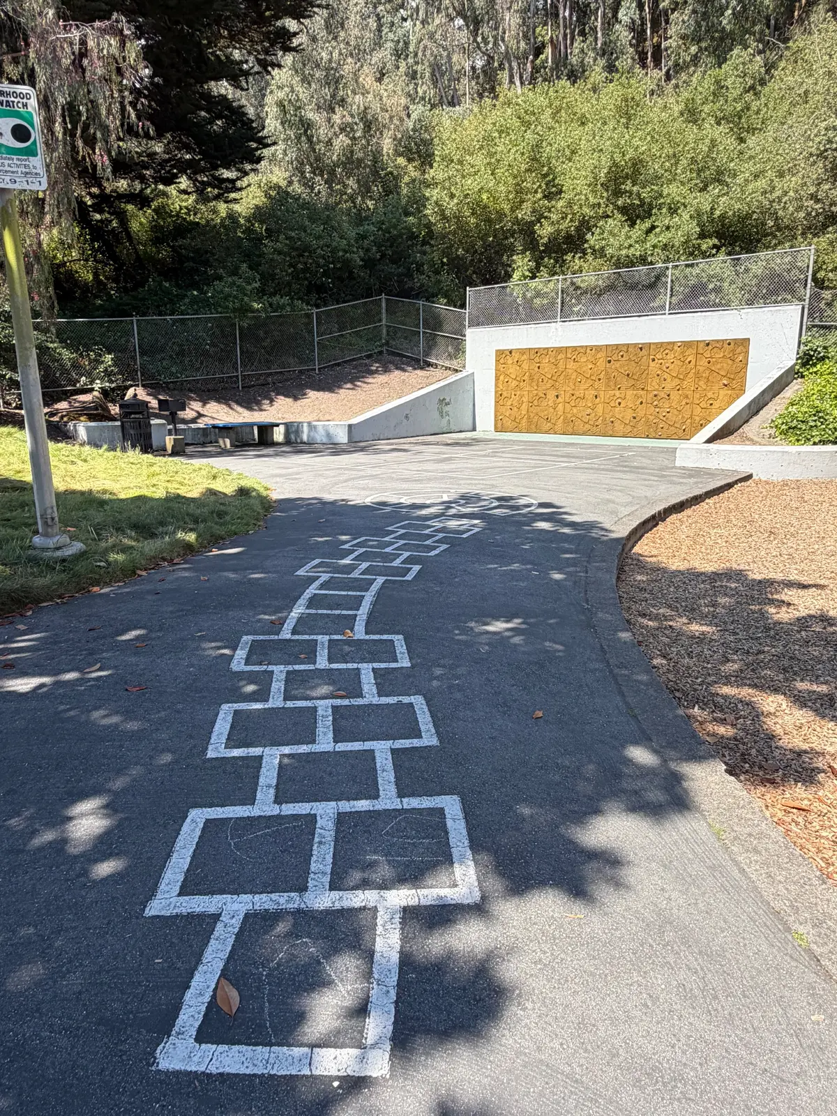 hopscotch trail to massive rock climbing wall