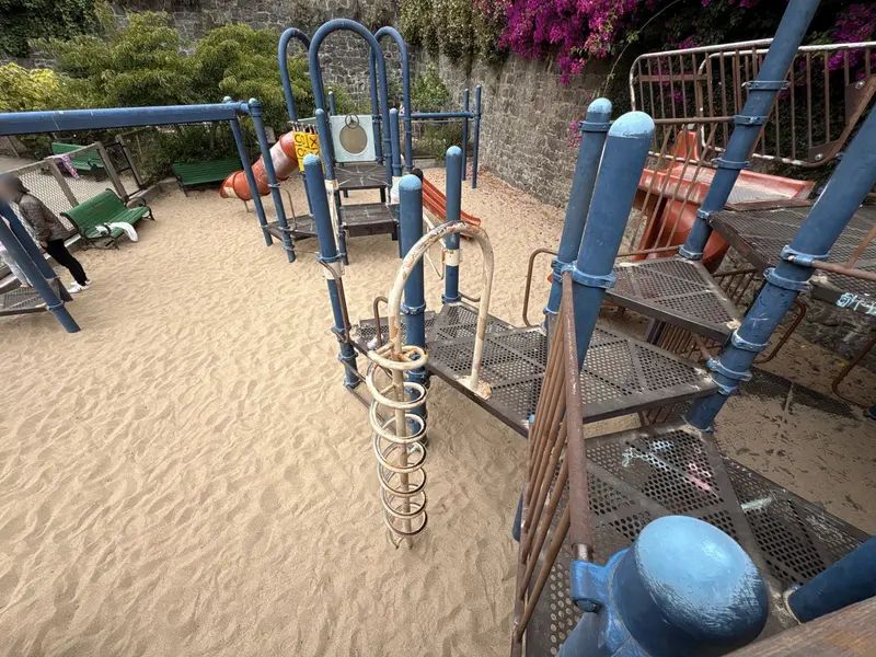 View into the playground from the steps