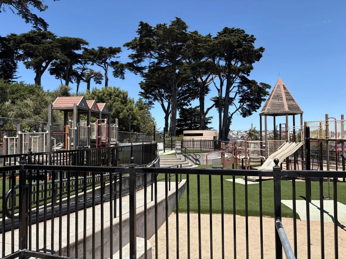 Note the separate play areas for big and little kiddos
