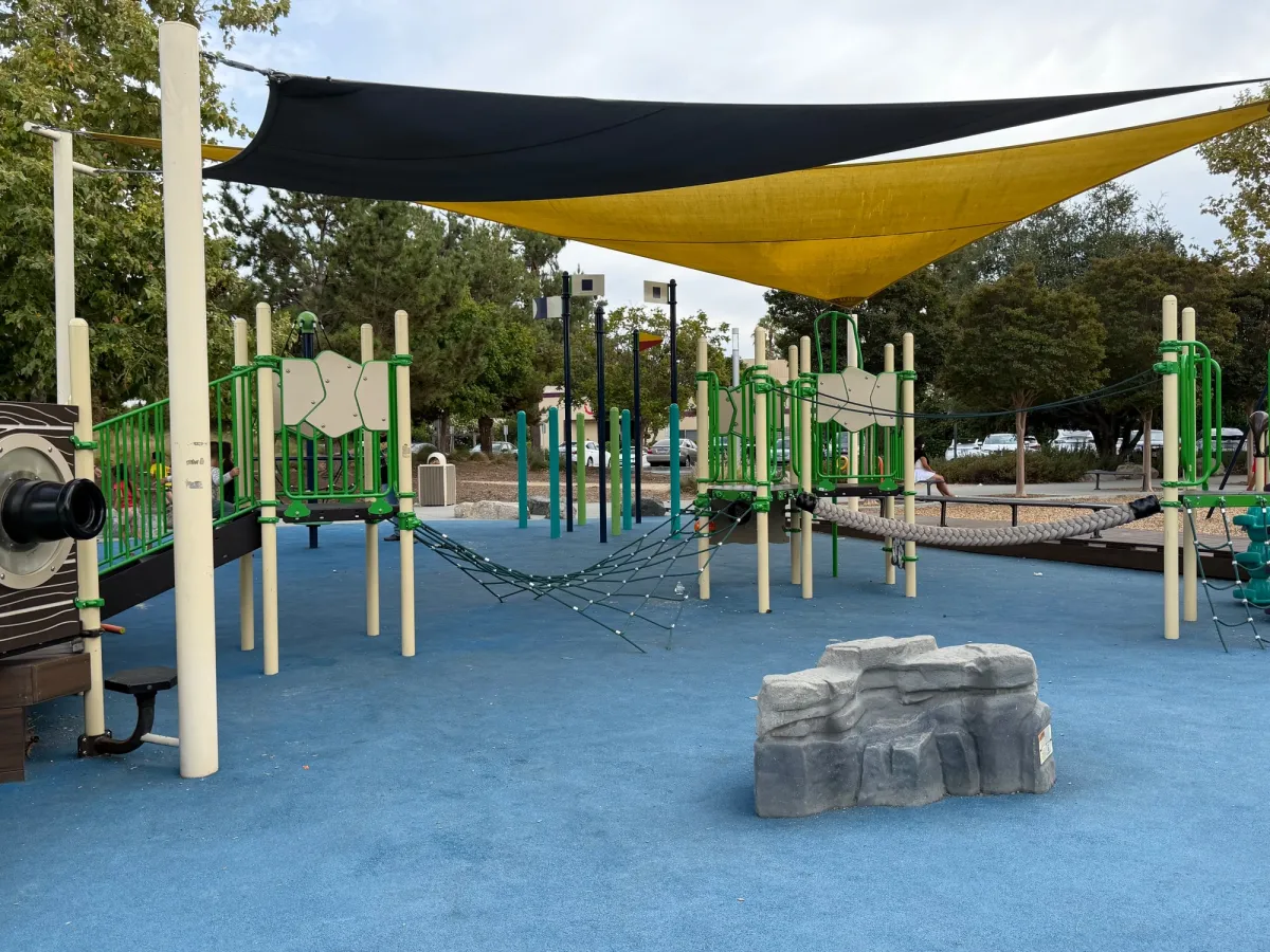 Rope bridge and climbing net