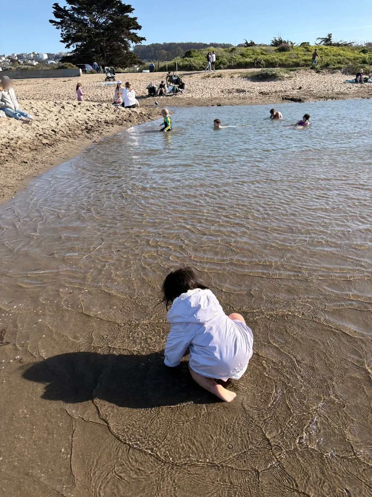 The water warms up throughout the day