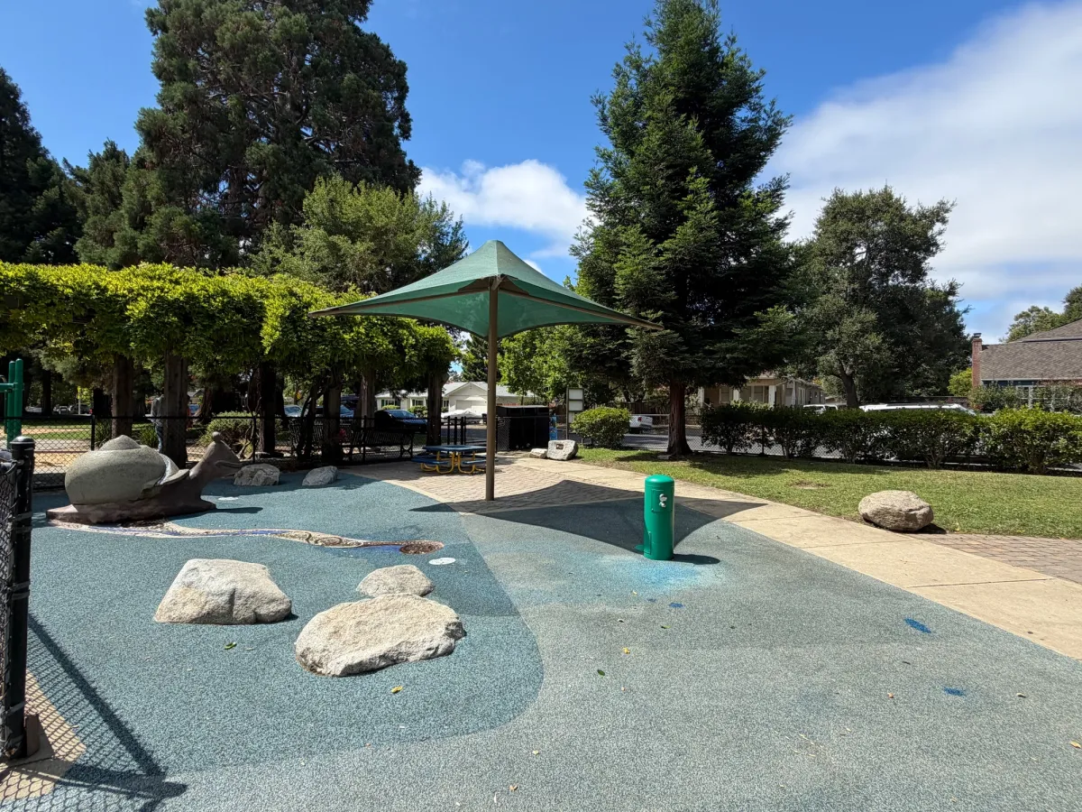 Super cute toddler water play feature coming out of giant snail