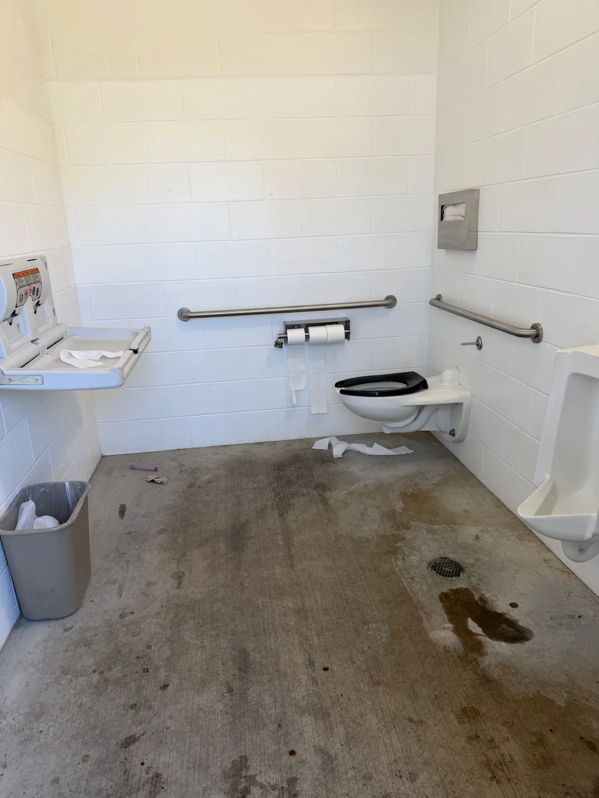Changing table inside bathroom