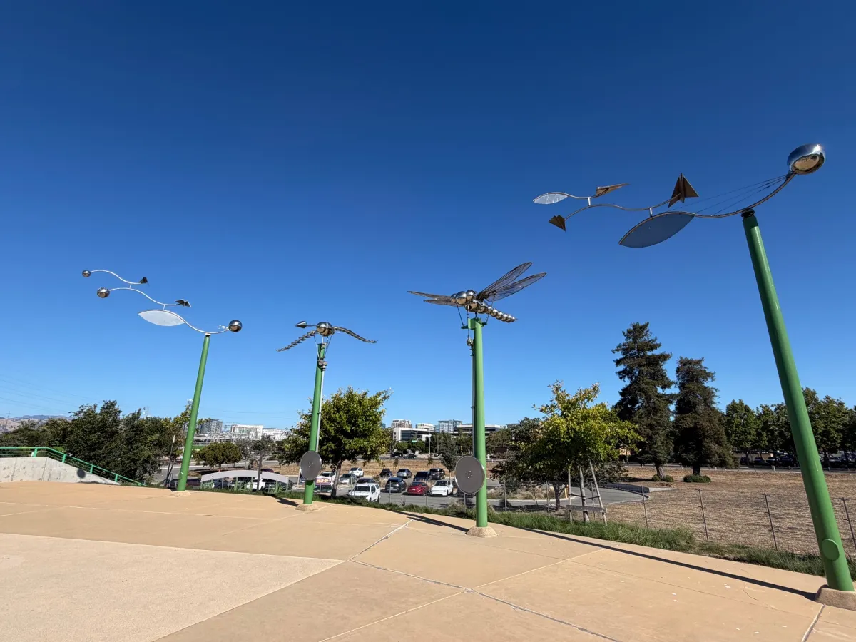 Flying insect statues oversee the entire park