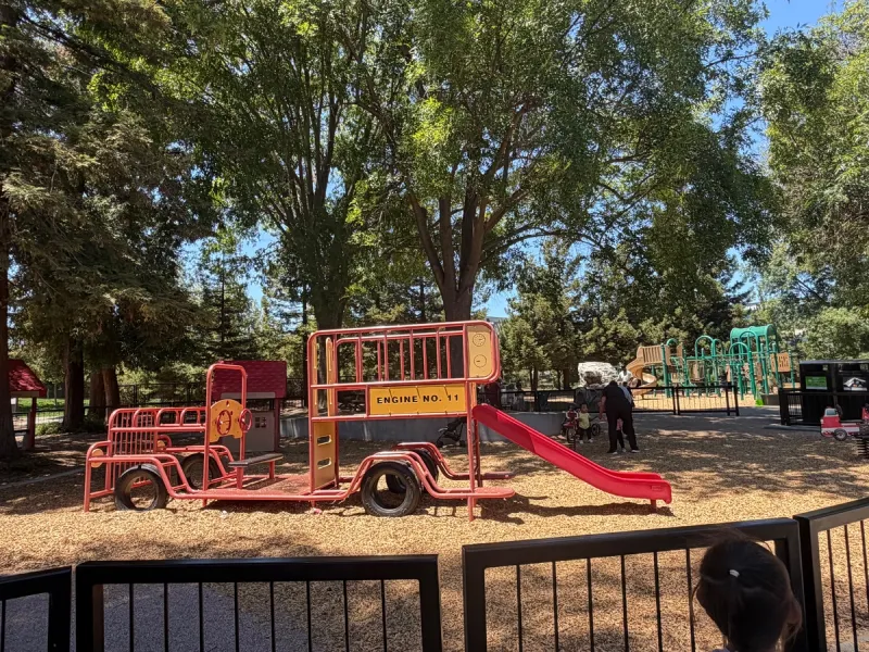 Fire truck themed toddler play structure