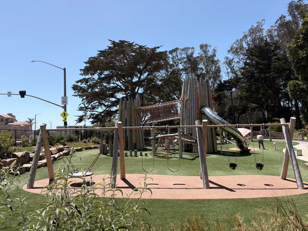 Enclosed playground view