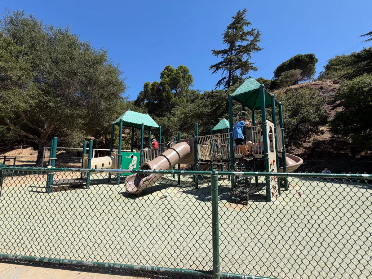 Fully enclosed, small playground structure