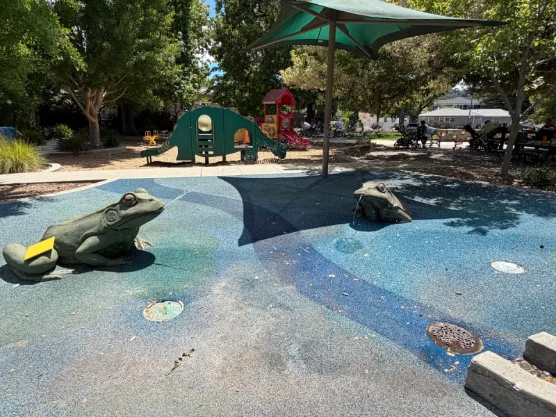 Playground highlight is the frog splash pad