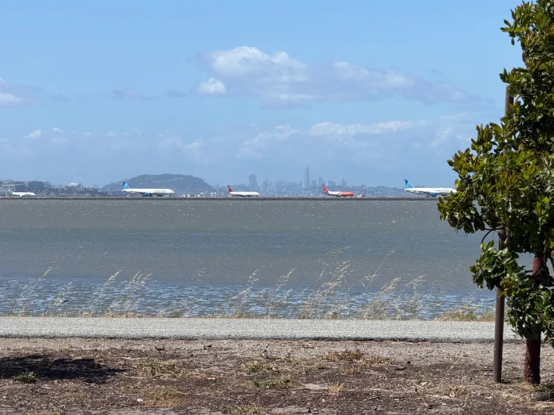 Walking path along the Bay provides views of the airport