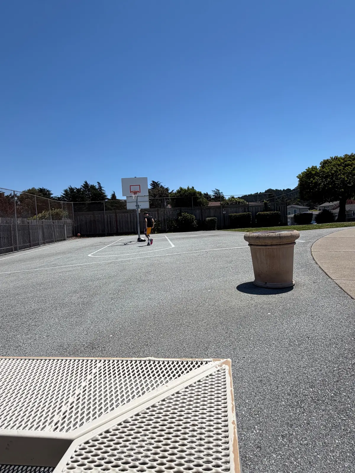 Basketball court for shooting hoops