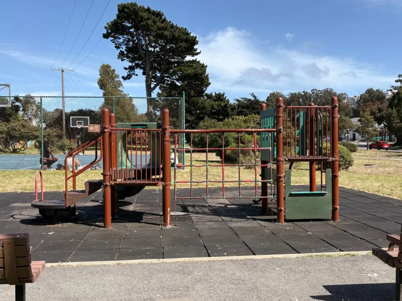 Basic playground structure that could use a grounds upgrade