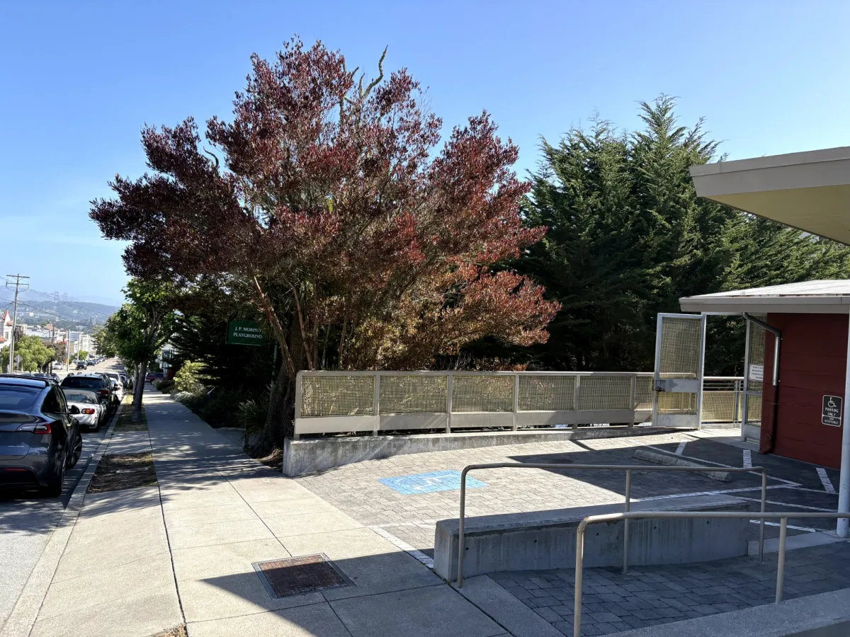 Playground exterior where families and locals park
