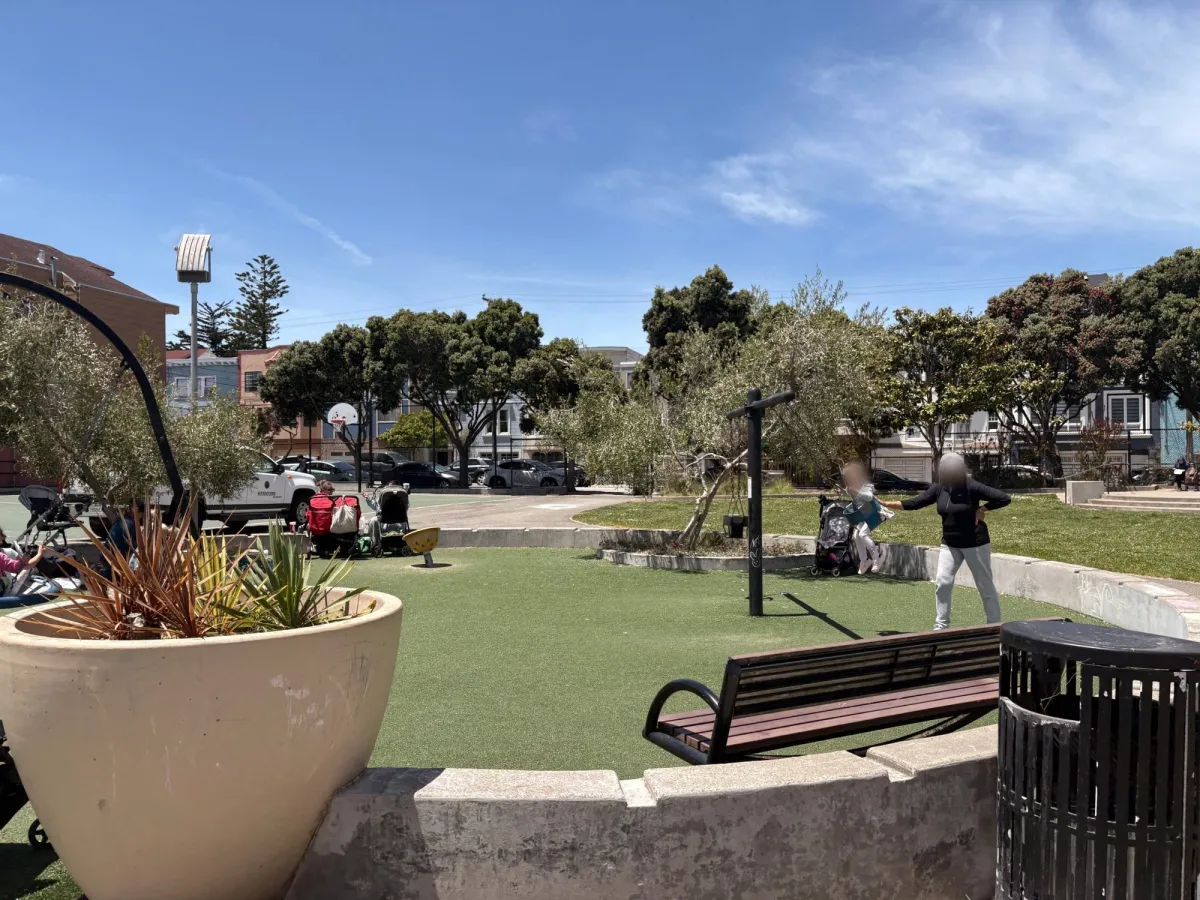 Toddler area with bucket swings