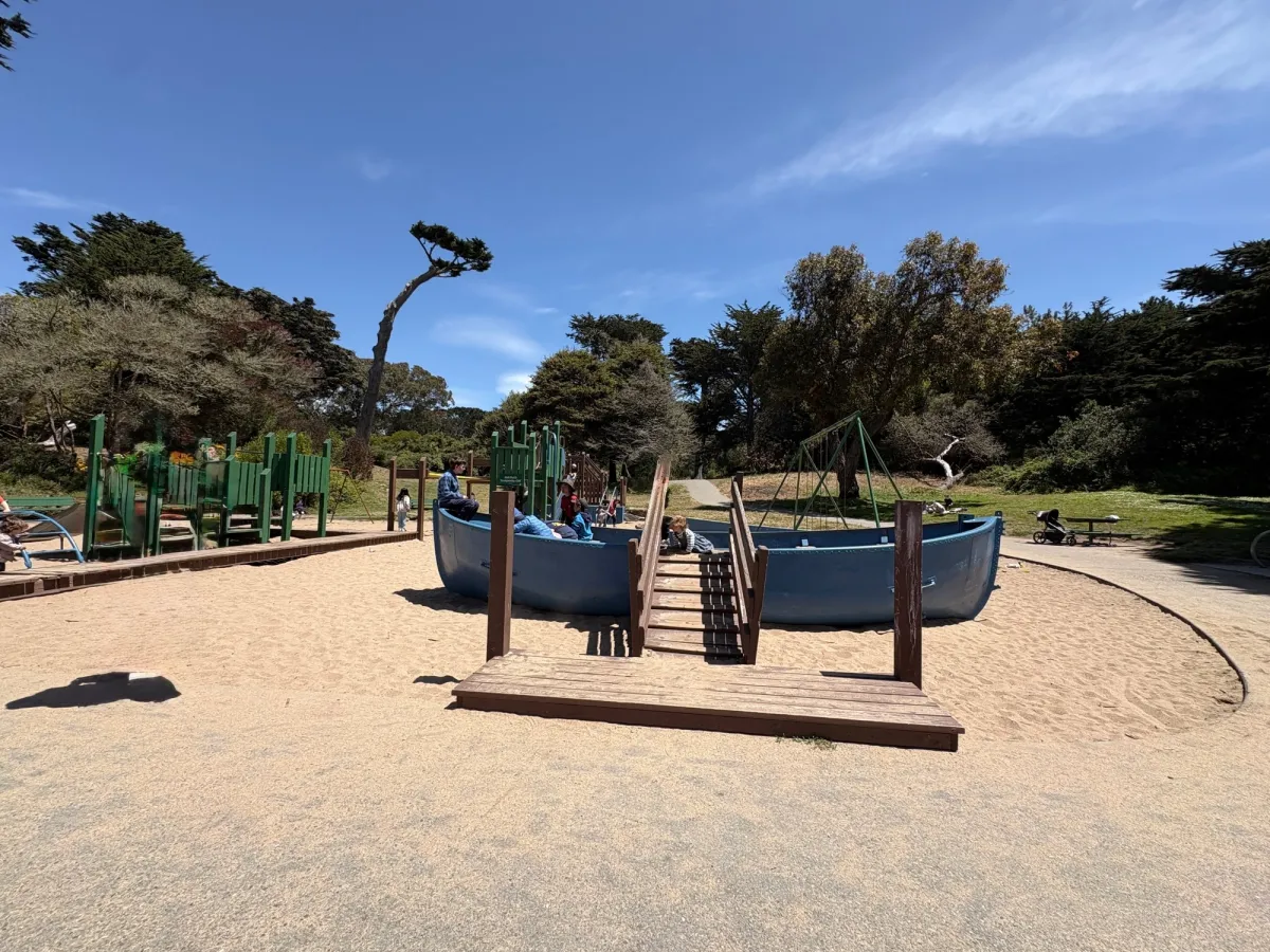 Large boat structure for kiddos to play captain