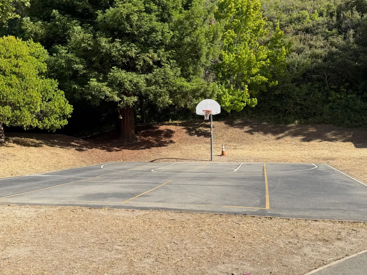 Basketball court on other side of park