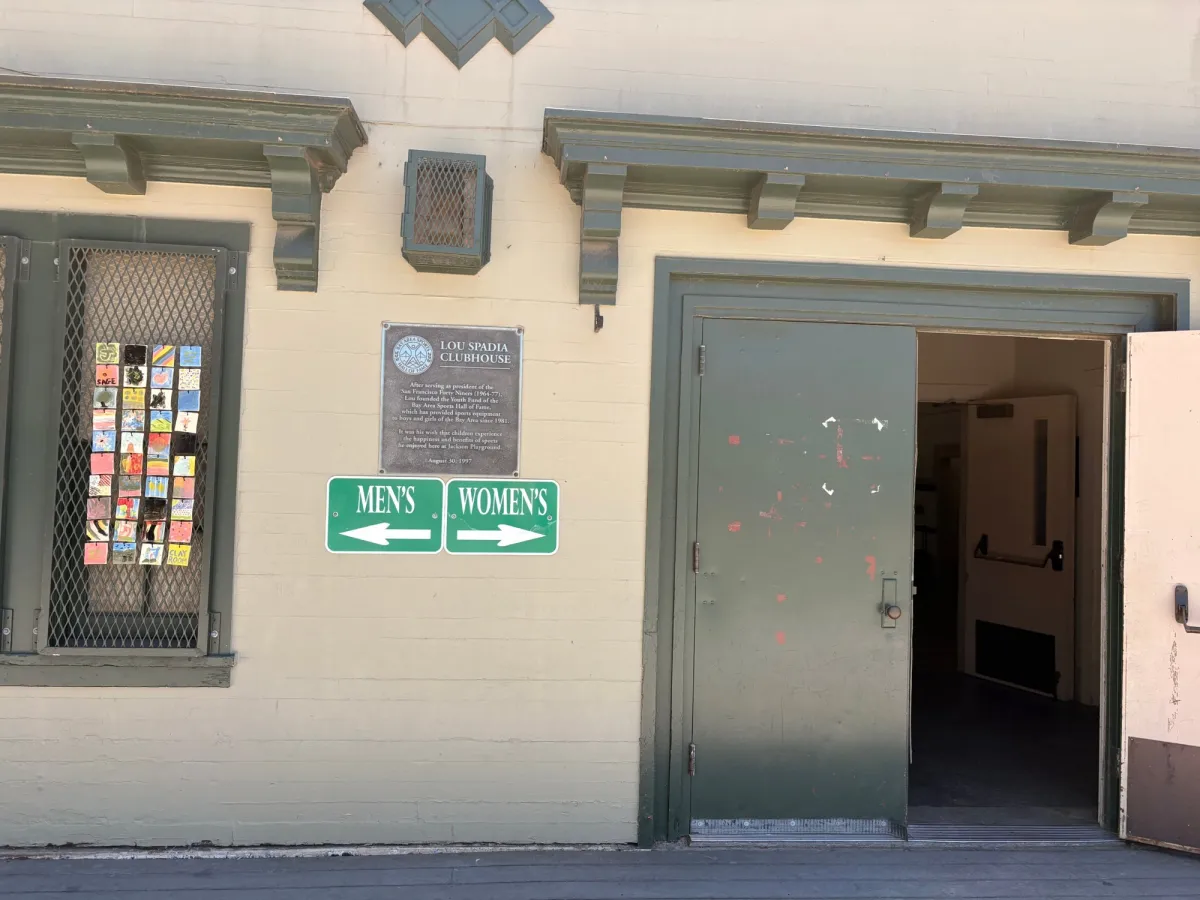 Two entrances to women's bathrooms