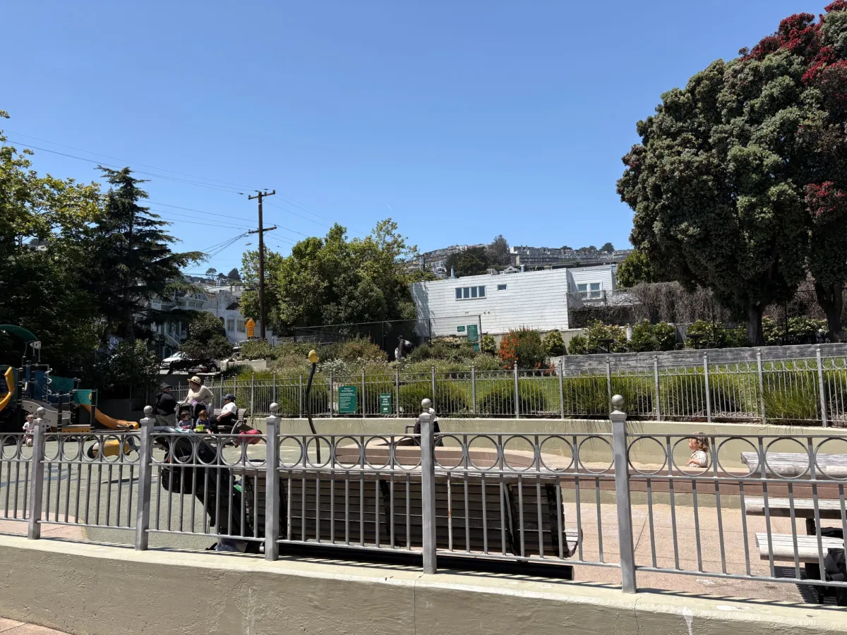 Properly fenced in with a stroller or wheelchair walk up