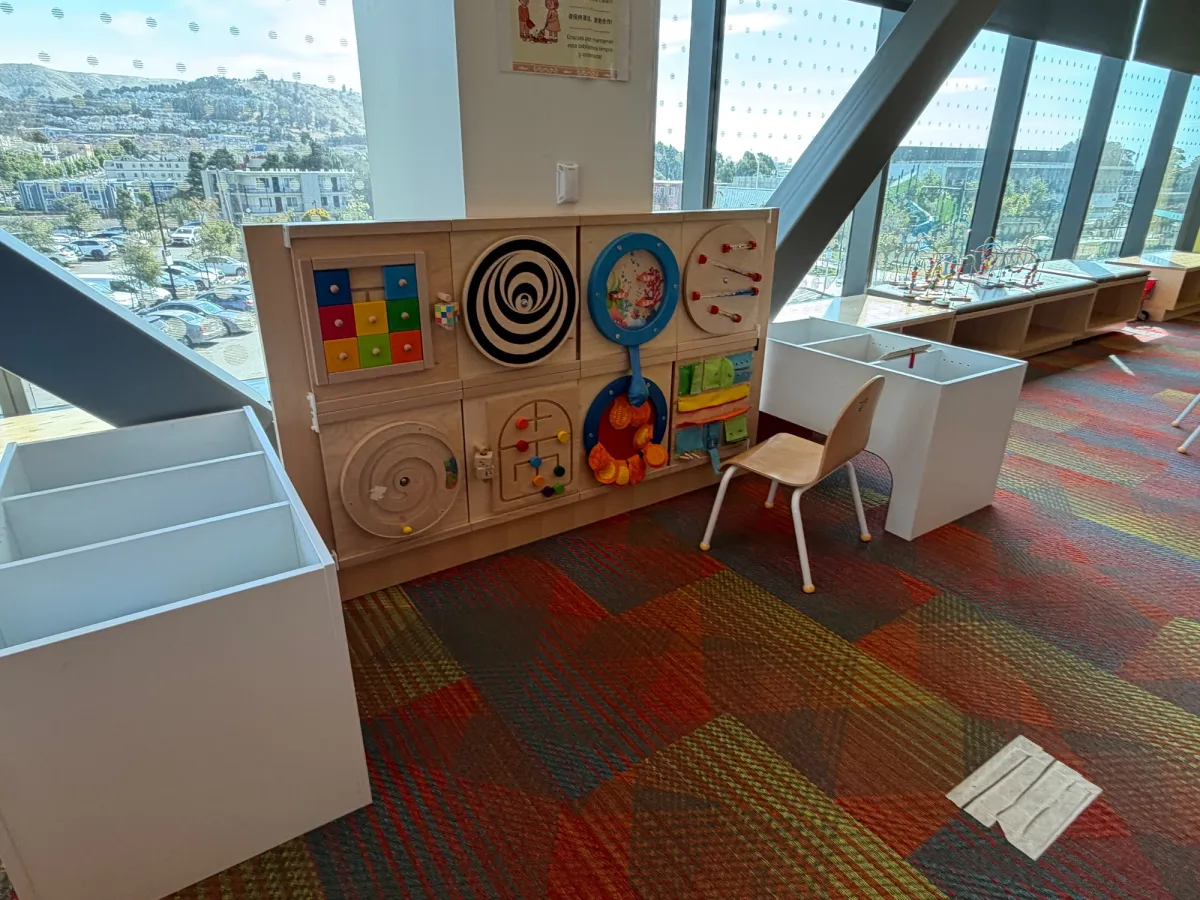 Sensory wheels for toddlers inside the library