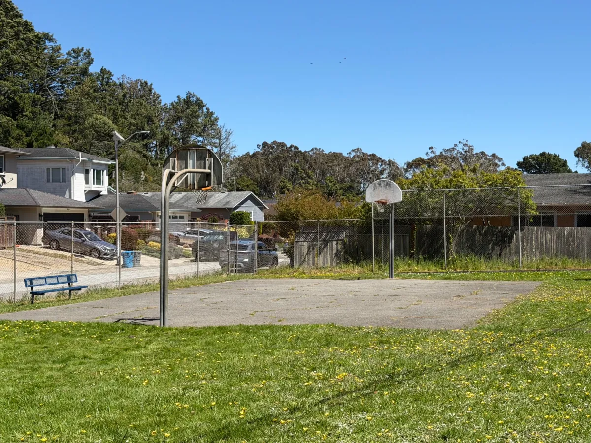 Poorly maintained basketball court