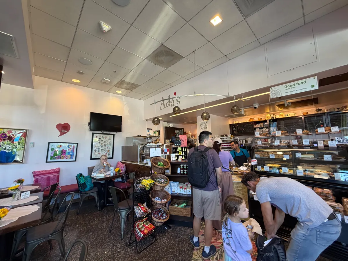 Ada's cafe is just outside of the playground and across from Mitchell library