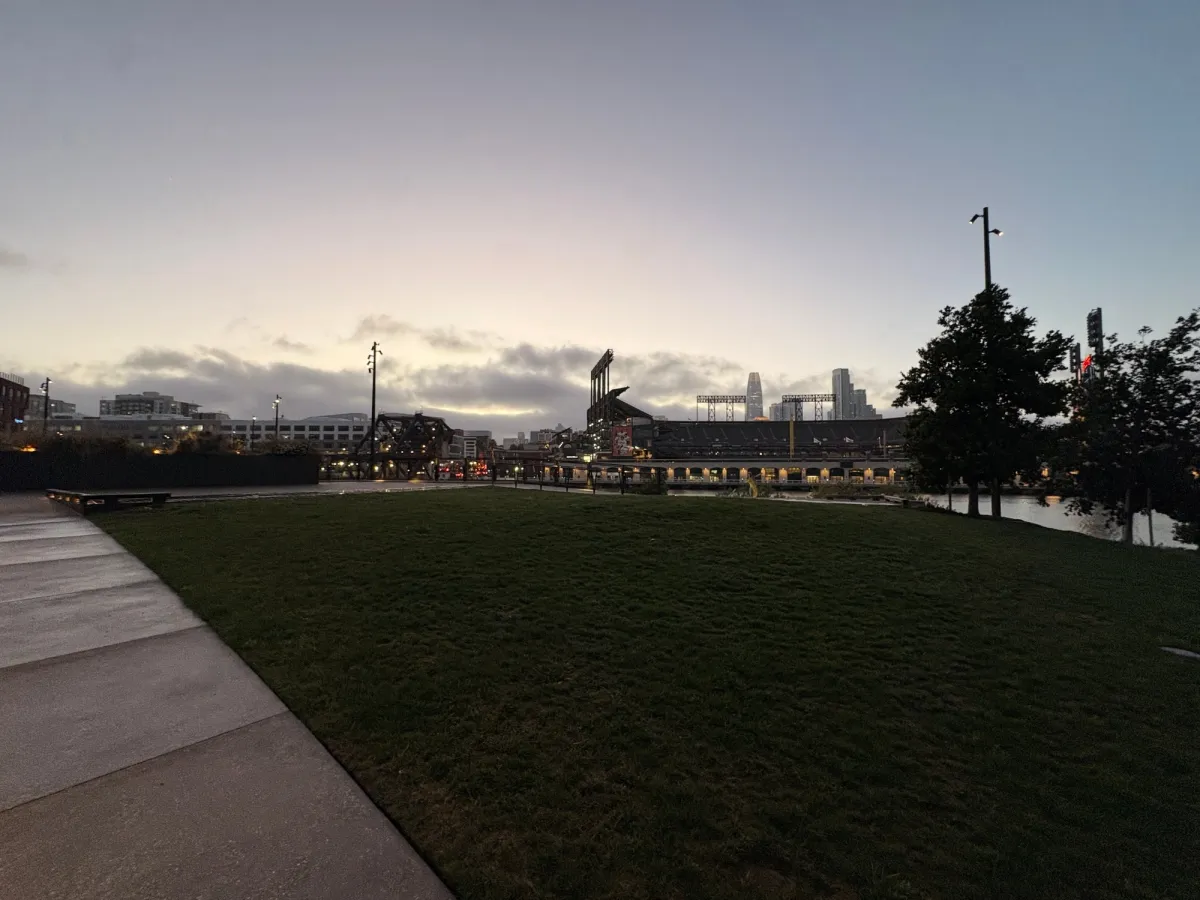 Elevated grass park field