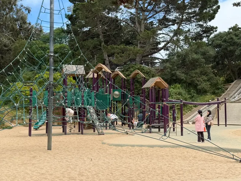 Well maintained play structures for all ages