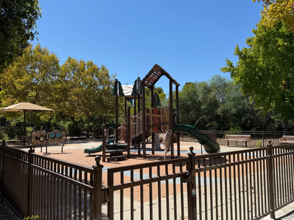 Toddler playground is fully fenced