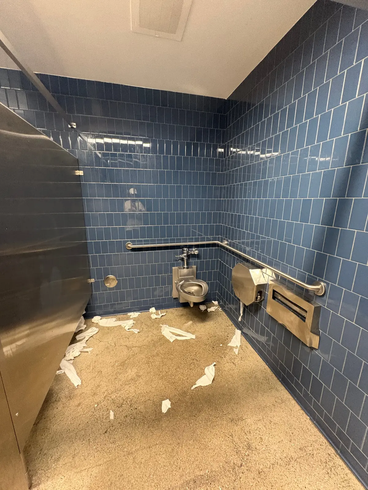 Bathrooms are used, and no changing tables
