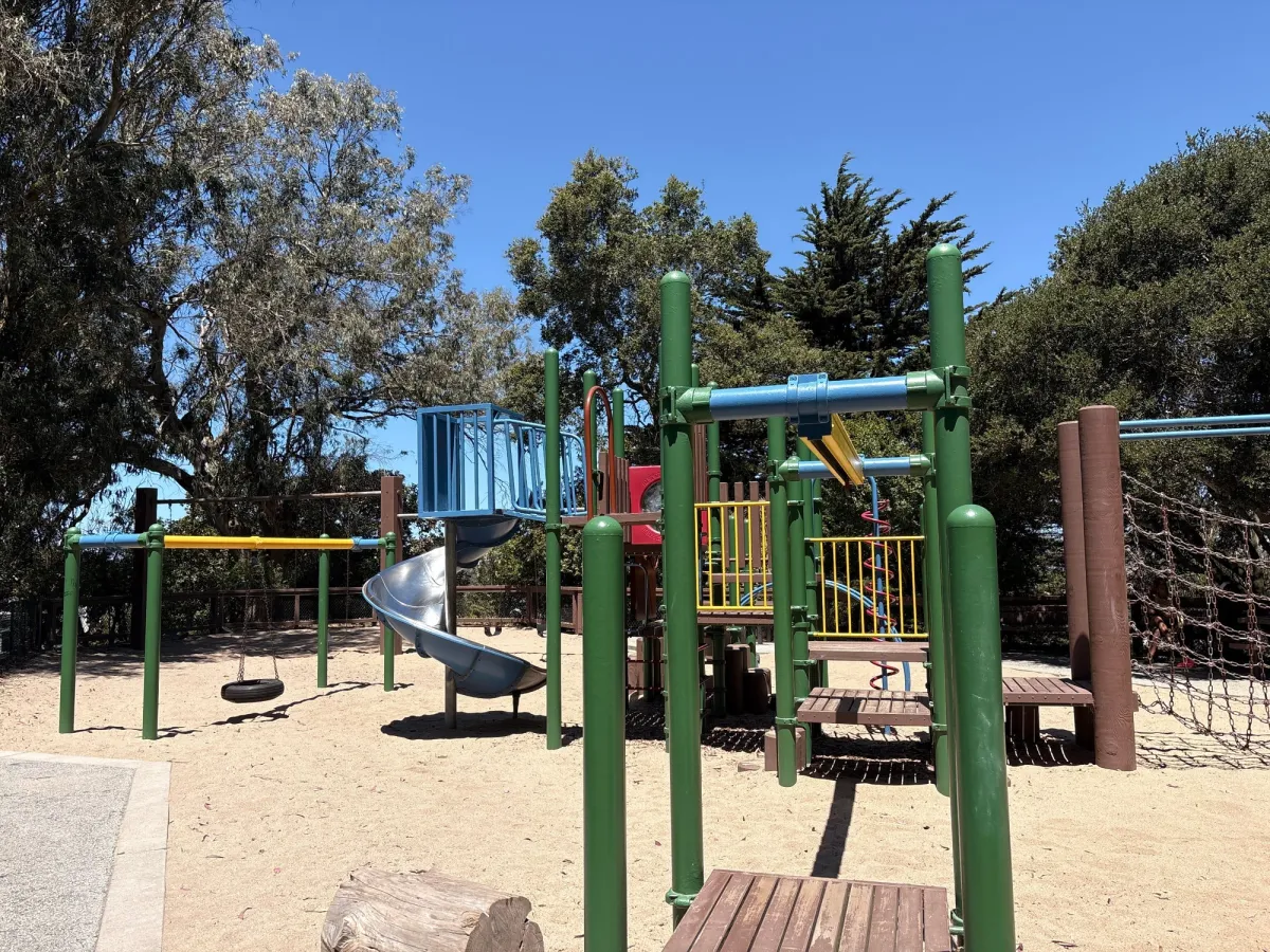 Closer up view of the zip line and main set.