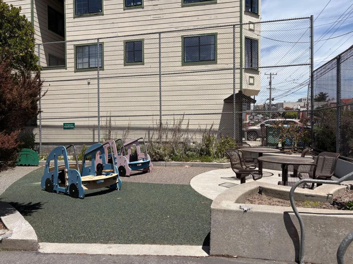 Picnic tables for the toddler-specific section.