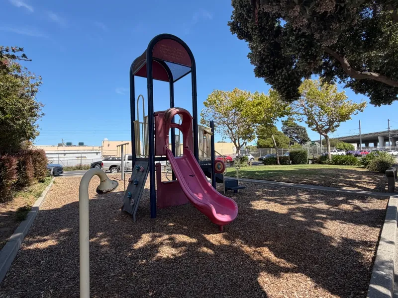 Worn equipment, and nothing more than a slide and rock wall to get to slide.