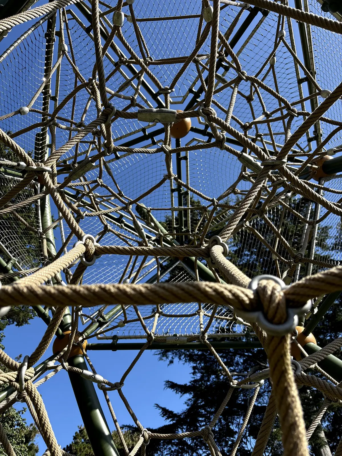 The bottom-up view from one of the most artistic climbing structures I've seen.
