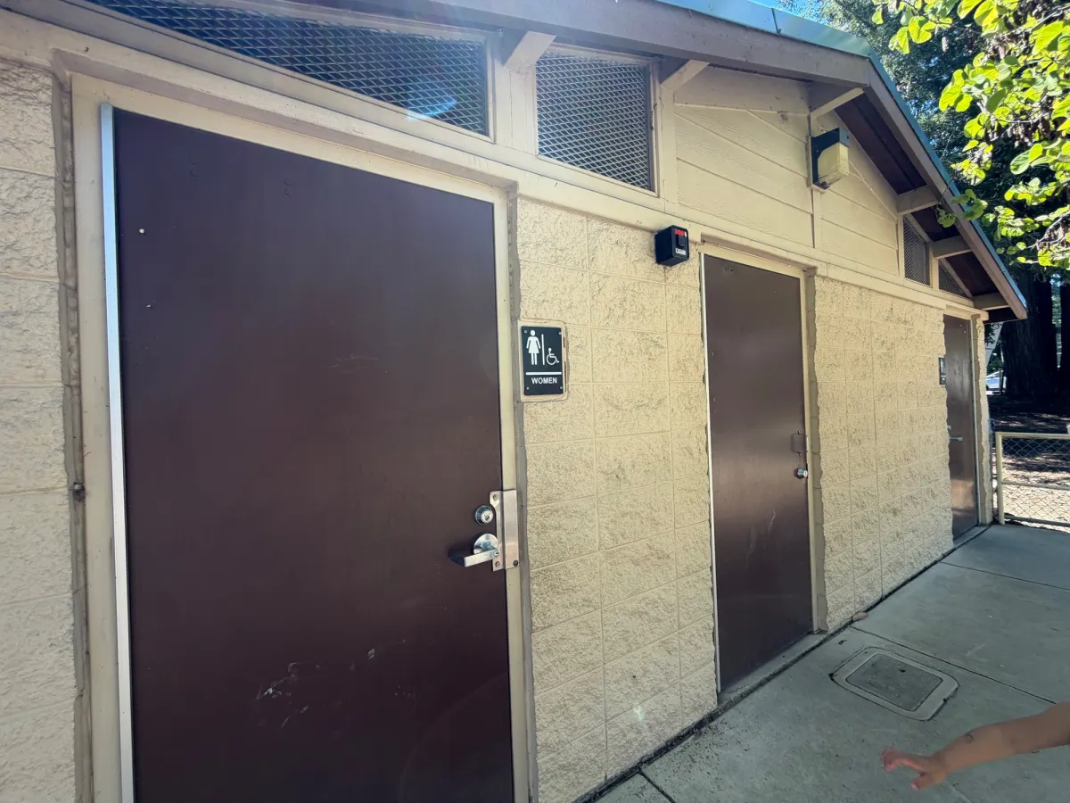 Bathrooms located directly in front of toddler zone