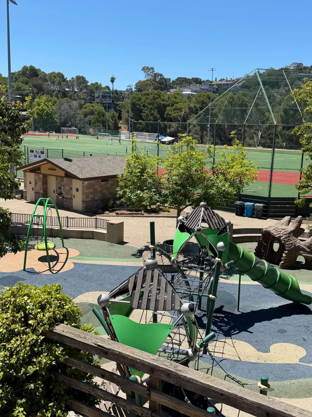 Aerial view of playground below