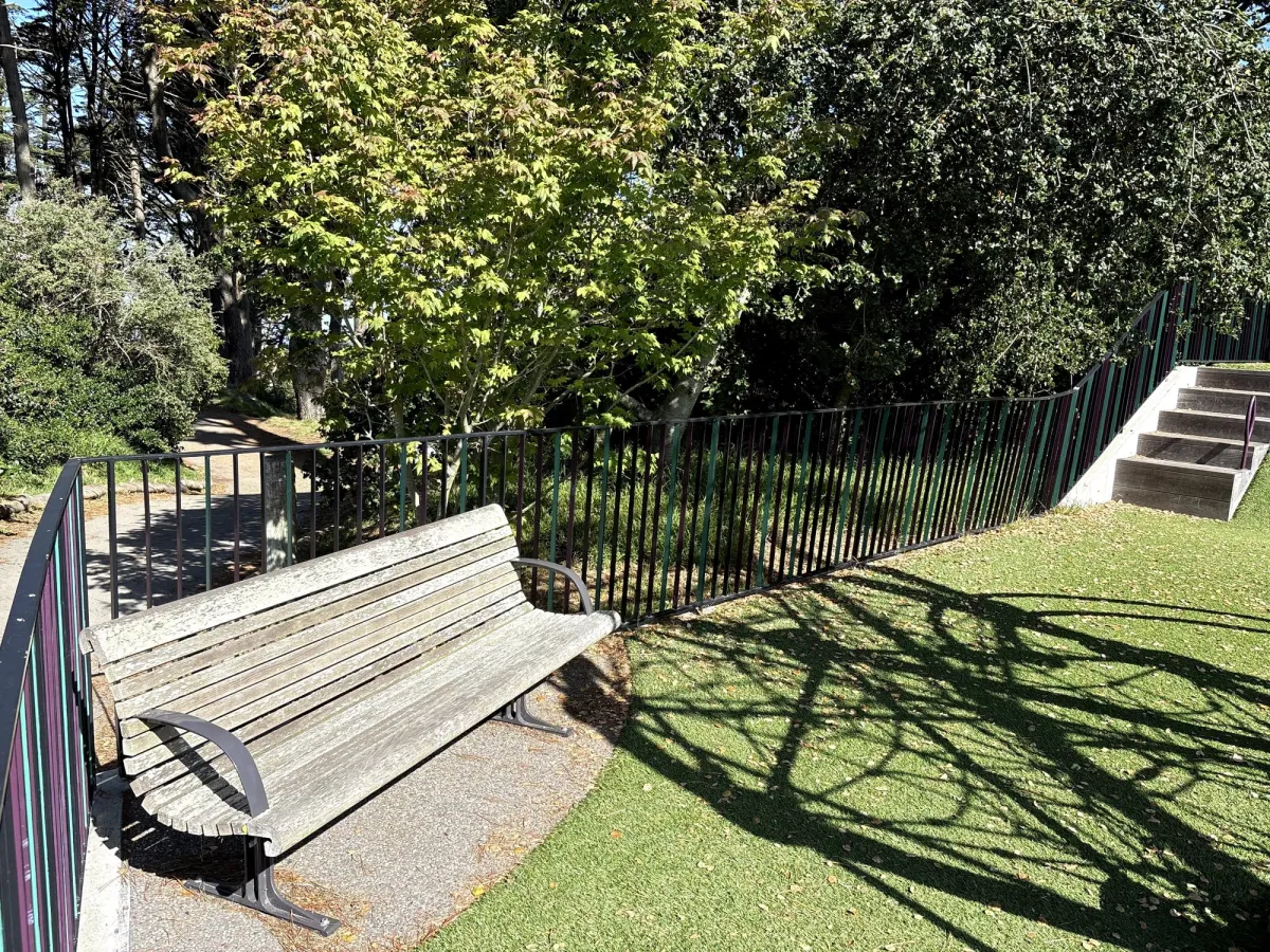 One of the benches within the perimeter