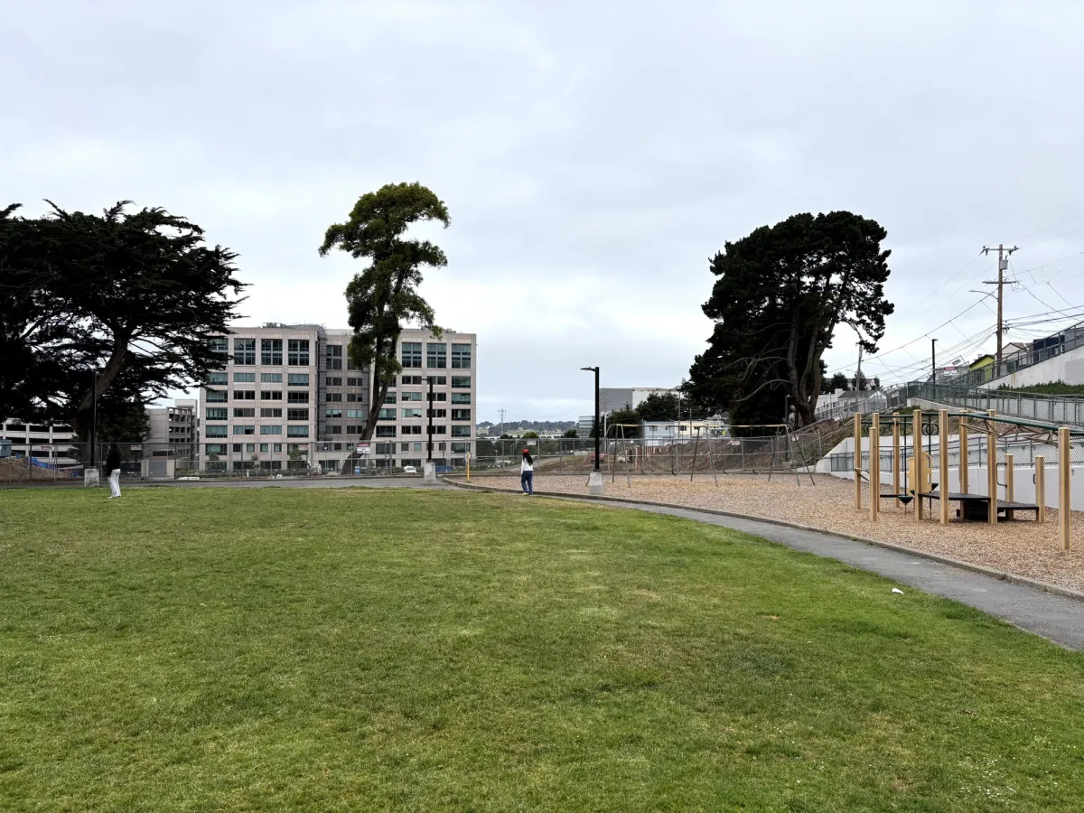 Wide field and one of the play structures