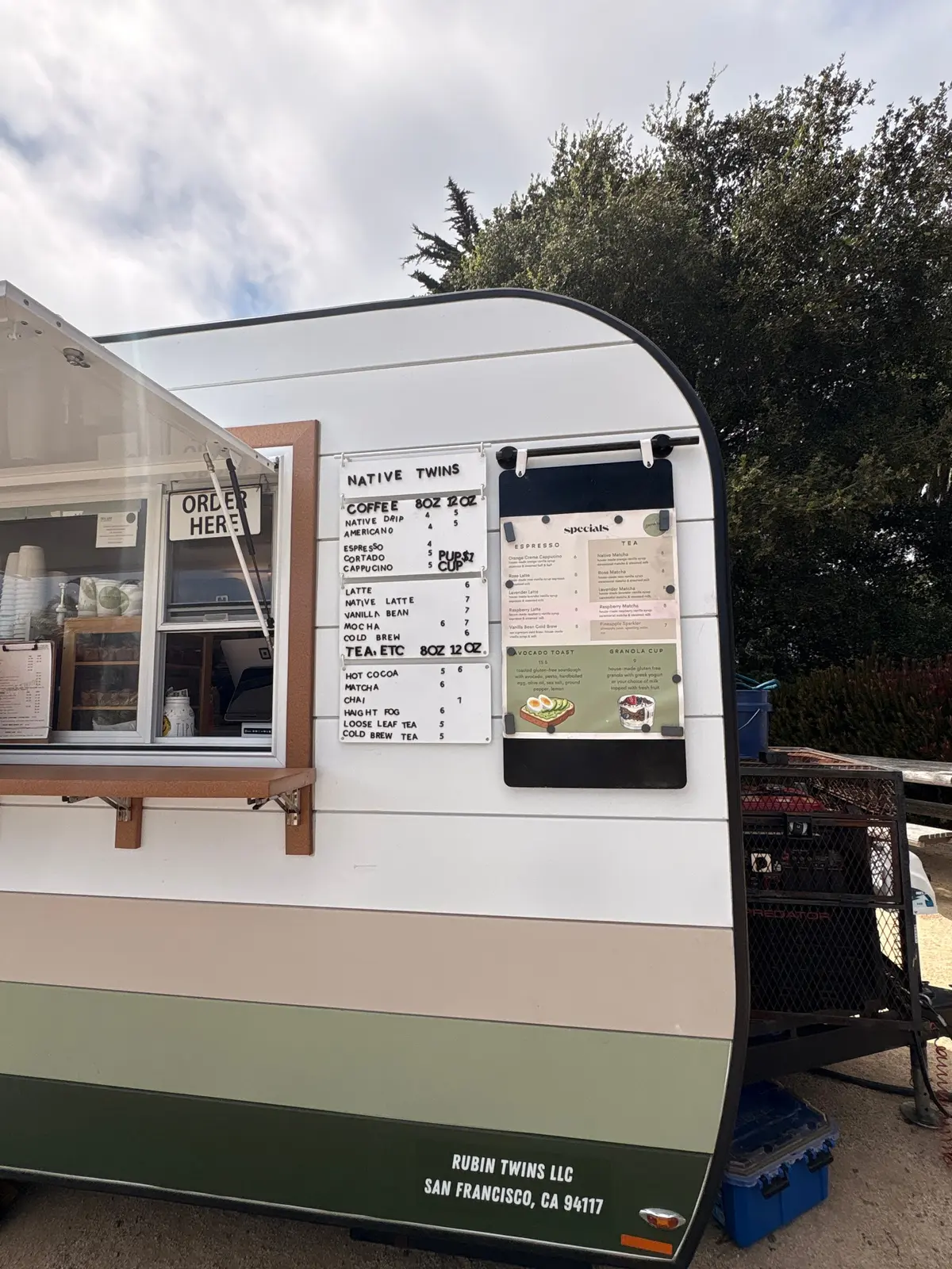Menu of the coffee truck. V important for parents